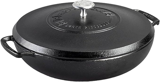 Lodge Blacklock 17 Triple Seasoned Cast Iron Braiser with Lid - Dutch Oven with Nonstick Finish - Lightweight Cast Iron Braiser - Dutch Oven Cookware - Cooking Pot with High-Heat Aluminum Knob