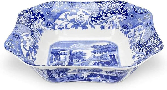 Spode Blue Italian 9.5-Inch Serving Bowl - Elegant Porcelain Tableware for Vegetables, Main Dishes, Entrees, Sides, Salads - Mix & Match Blue Patterned Rim with Dinnerware Sets, Great for Hosting