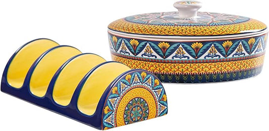 Bico Havana Taco Tuesday Set, Tortilla Warmer and Taco Holder, Microwave and Dishwasher Safe