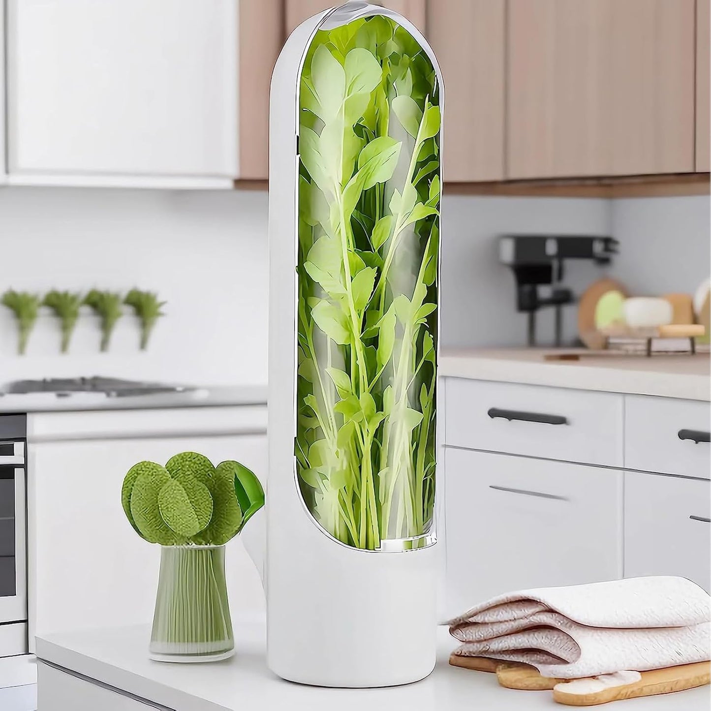 Herb Saver for Refrigerator, Herb Saver Pod Cilantro Containers for Refrigerator, Fresh Herb Keeper for Cilantro, Parsley, Asparagus, Mint, Keeps Vegetables for 2-3 Weeks (1PCS)