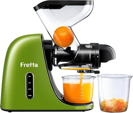 Cold Press Juicer, Masticating Slow Juicer,Juicer Machines Vegetable and Fruit, 3-Inch Wide Feeding Chute, BPA Free Easy to Clean,Quiet and Strong DC Power, 200W(Dark Green)
