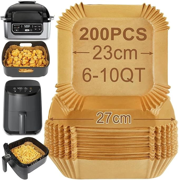 Large Air Fryer Disposable Paper Liners Nonstick 23cm Oven Airfryer Parchment Baking Paper ，Compatible For Ninja，Compatible For COSORI ，Grill Cooking Basket(16cm square,300 Pcs)