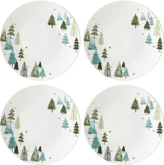 Lenox 880068 Balsam Lane 4-Piece Dinner Plate Set(Green), Christmas Drinkware, Holiday Hosting