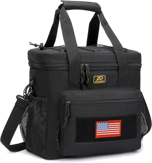 ATRIPACK Lunch Box for Men, Tactical Lunch Bag MOLLE Webbing Leakproof Insulated Large Lunch Cooler Women Adult Meal with Adjustable Shoulder Strap Durable Lunch Pail (Black)