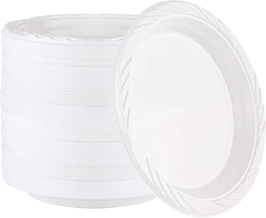 PLASTICPRO 200 Count Disposable 7 Inch White Plastic Plates