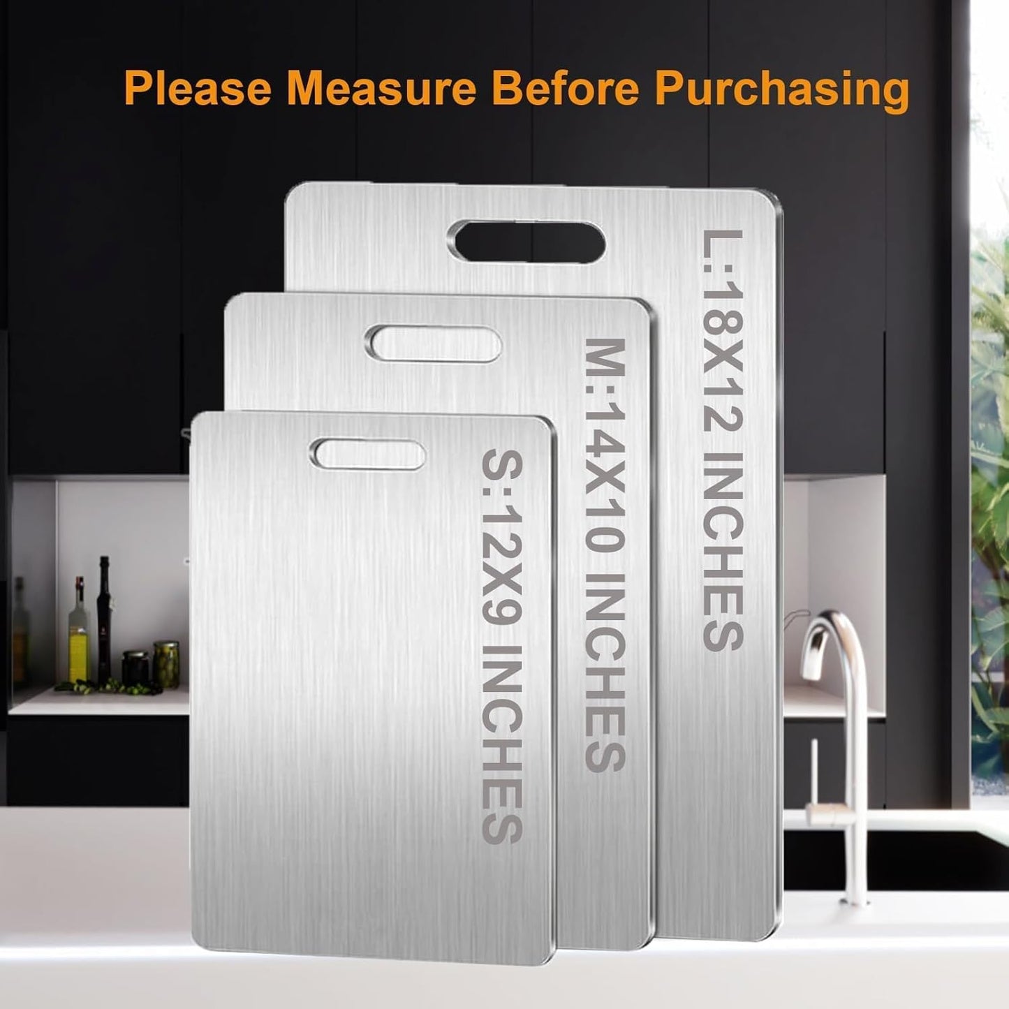 Titanium Cutting Boards for Kitchen - 100% Pure Titanium Cutting Board - Double Sided Food Grade Quality Cutting Boards - Easy to Clean and Store (18"L x 12"W)