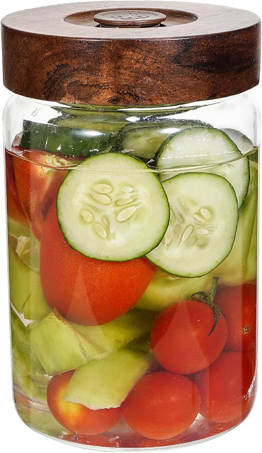 Glass Food Storage Jar with Lids Spoon Glass Coffee Canister Borosilicate Glass Food Containers for Ground Coffee Beans Nut Pasta Sugar Candy Spice Rice Tea (900ml(30oz)-1 pack)