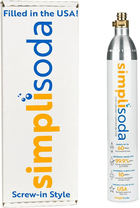 60L CO2 Canister Cylinders - Compatible w/Sodastream BLUE Screw-In Only, Ninja Thirsti, Philips, and More - Threaded Style Soda Streaming Machine CO2 Tanks Gas Refill, | 14.5 oz, 1 Pack