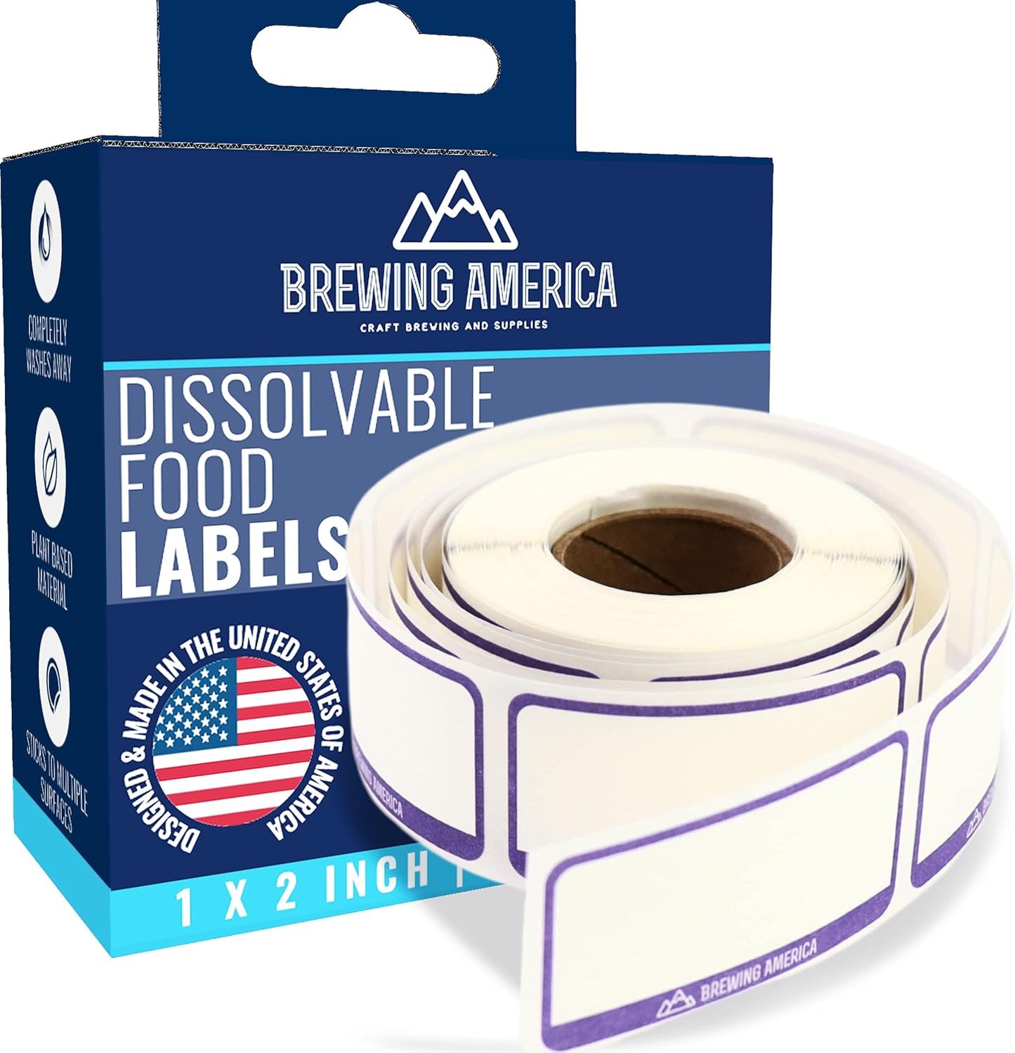Dissolvable Food Labels for Food Containers - Made in USA - Great for Food Prep, Pantry, Canning, Freezer, Mason Jar Storage, Bottles and Rotation– No Scrubbing, No Residue - Violet Purple