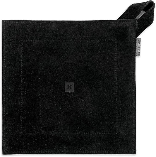 Barebones Leather Pot Holder - Hot Pad Outdoor Kitchen Accessories, Cast Iron Pan Handle Cover, (Black)