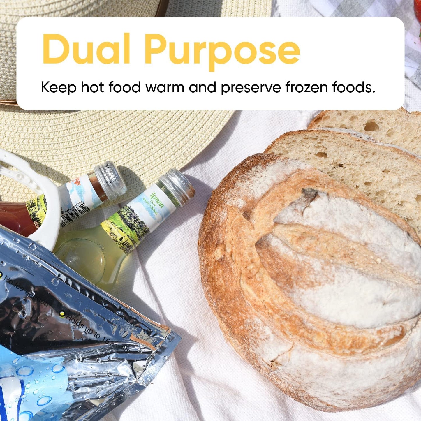 Superio Hot and Cold Insulated Bags for Food Delivery, Grocery Shopping Bags, Food Storage for Hot and Frozen Food for Travel, Disposable Cooler Bag, Reinforced Thermal Lunch Bag (3, 13"x5.5"x8.5")