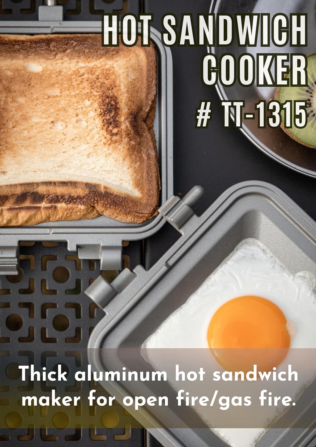 camping moon Sandwich Maker Hot Sand Single Burner Gas Fire Open Fire Compact Aluminum TT-1315 (Silver)