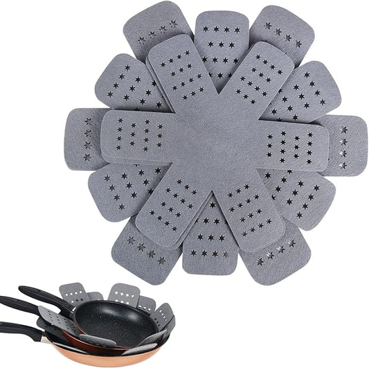 BYKITCHEN Pan and Pot Protectors, Larger & Thicker Pan Protectors with Stars, Set of 6 and 3 Different Sizes, Pot Protectors for Stacking and Protecting Your Cookware