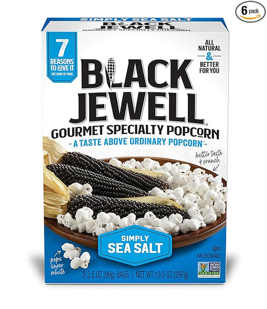 Black Jewell Gourmet White Microwave Popcorn, Simply Sea Salt, 10.5 Ounces (Pack of 6)