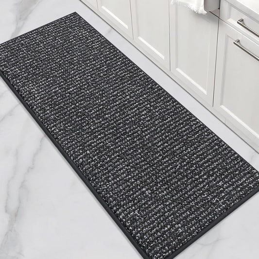 BEQHAUSE Kitchen Runner Rugs 24"x60", Non-Slip Kitchen Mats for Floor, Super Absorbent and Stain Resistant Kitchen Rug, Machine Washable Rugs for Kitchen, Hallway, Laundry & Sink, Charcoal