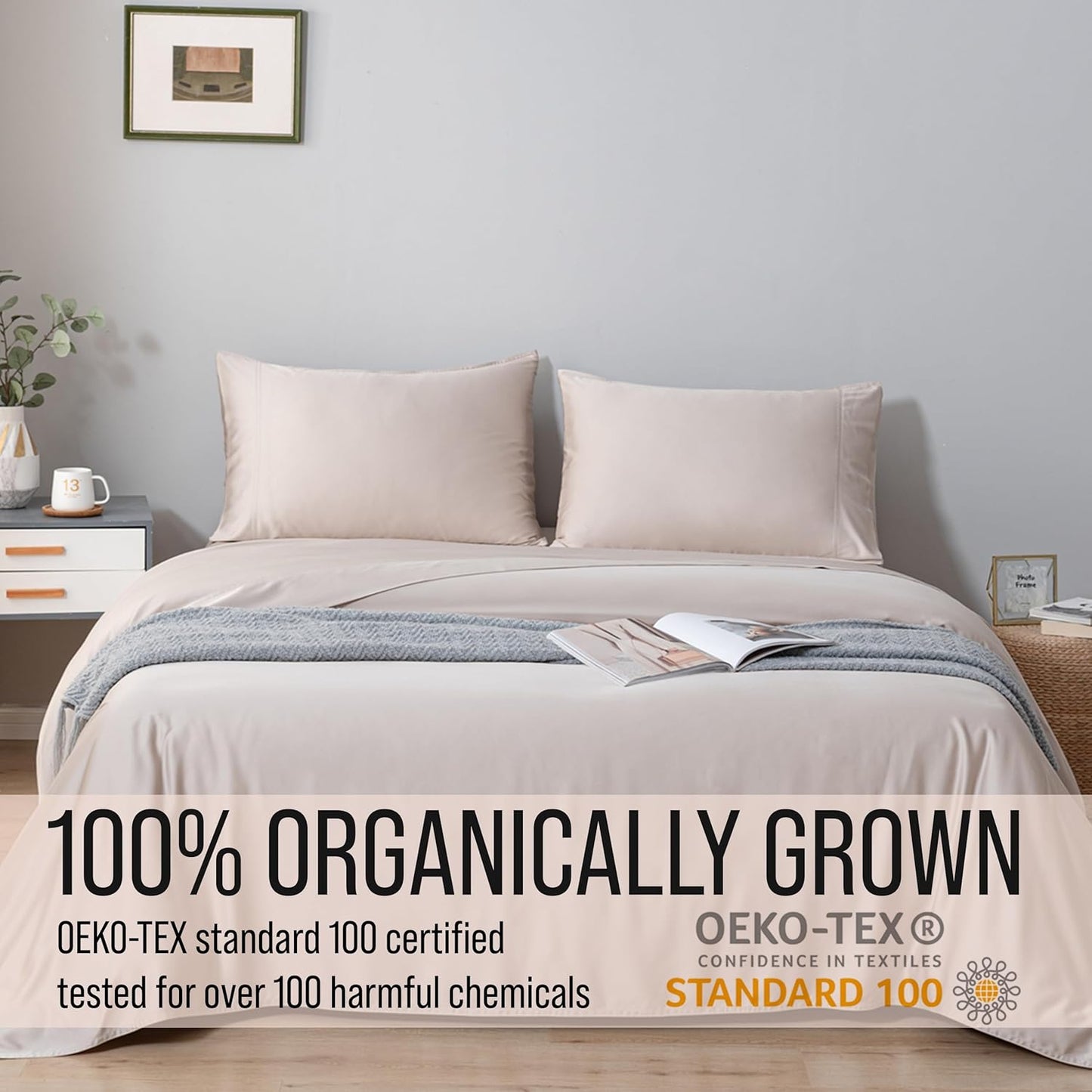 Bella Coterie Luxury Bamboo Viscose Queen Size Sheet Set | 100% Organically Grown | Ultra Soft | Cooling for Hot Sleepers | 18" Deep Pocket [Dune]