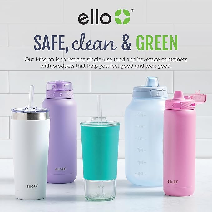 Ello Pop & Fill 22oz Stainless Steel Water Bottle with Quick Fill Technology, Double Walled and Vacuum Insulated Metal, Leak Proof Locking Lid, Sip and Chug, Reusable, BPA Free, Aurora (Pack of 6)