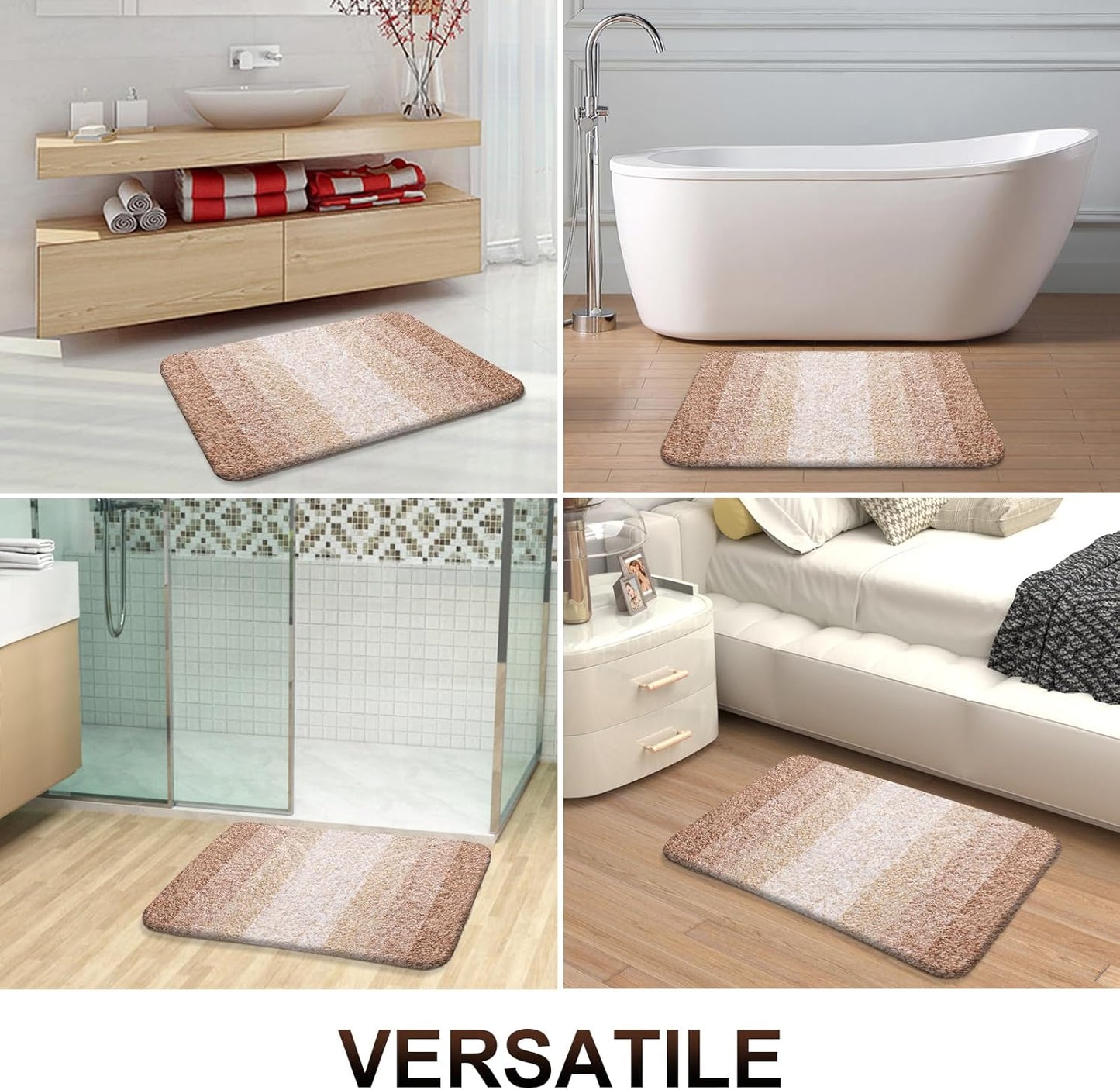 OLANLY Bathroom Runner Rugs 70x24, Extra Soft Absorbent Microfiber Bath Rugs, Rubber Backing, Quick Dry, Machine Washable Bath Mats for Bathroom Floor, Tub and Shower, Home Decor Accessories, Beige