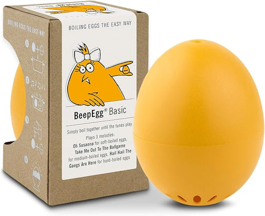 BeepEgg Basic Orange – Egg Timer for Boiling Eggs – Musical Egg Cooker for Soft, Medium, Hard Boiled Eggs – Food Safe – Singing Floating Egg Timer – Egg Cooker for 3 Levels of Doneness - Brainstream