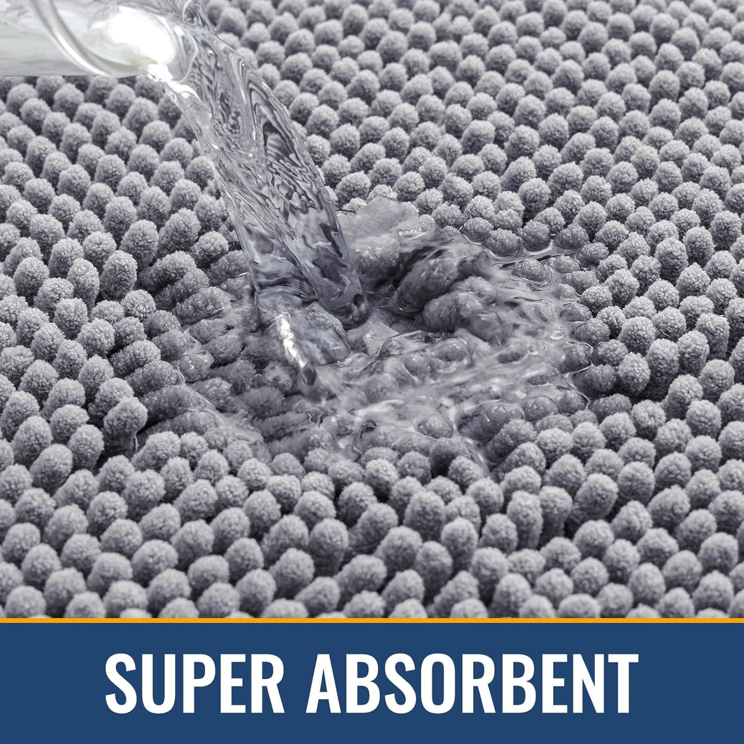 Arotive Bathroom Rugs 47x32, Extra Soft Absorbent Shaggy Chenille Bath Rugs, Machine Washable Rubber Backing Non-Slip Bath Mats for Bathroom Floor Tub and Shower, Home Decor Accessories, Grey