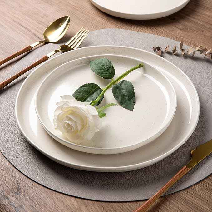 AmorArc Ceramic Dinnerware Sets for 4, 12 Pieces Handpainted Plates and Bowls Set with Rustic Terracotta Underside, Scratch Resistant Stoneware Dishes Set, Dishwasher & Microwave Safe, Multi-Color