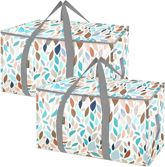 BALEINE 2-Pack Oversized Moving Bags with Reinforced Handles, Heavy-Duty Storage Tote for Clothes, Moving Supplies (Mosaic, 2-Pack)
