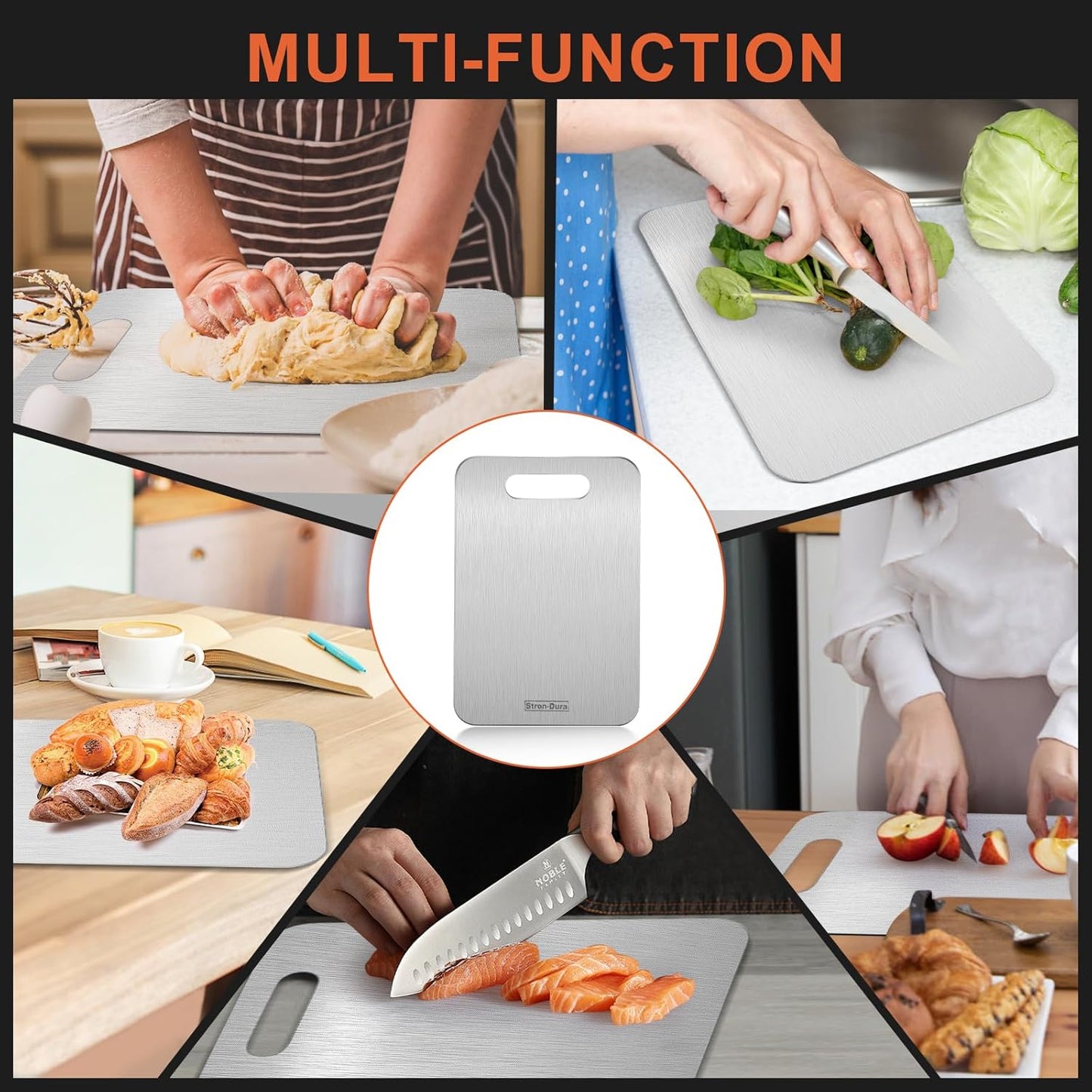 Cutting Boards for Kitchen, Cutting Board, Foodgrade Stainless Steel Cutting Board for Meat,Fruit, Vegetables, Outdoor or Indoor, M 13.4“ * 9”