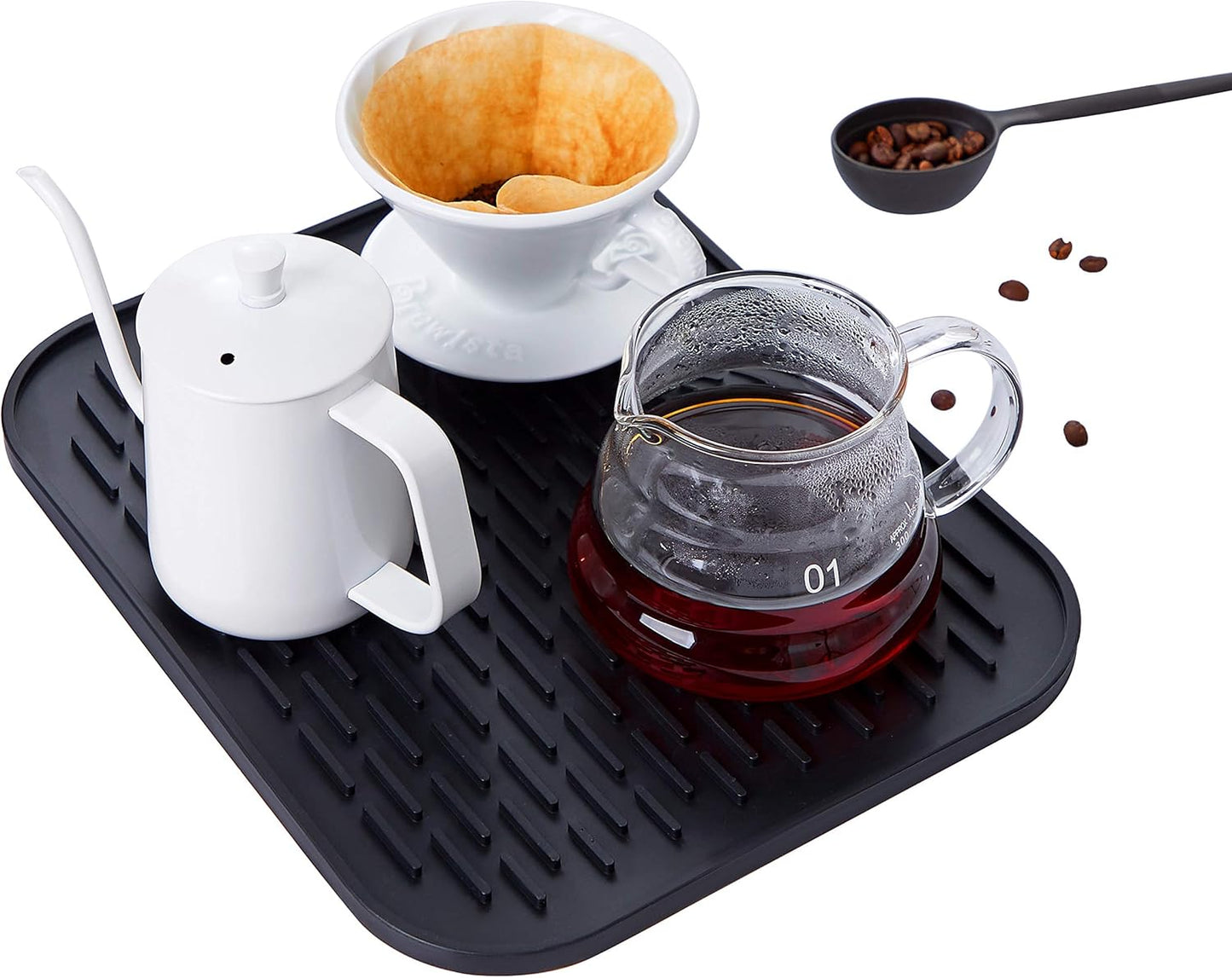 IBanana Necery Drying Mat for Pour Over Coffee Maker Set Bar Service Spill Mat Heat Resistant Silicon Mats Counter Top Dryer Pad Food Gr