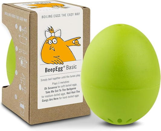 BrainStream BeepEgg Basic Egg Timer - Plays Tunes When Eggs are Ready, Works with Any Egg Size, Temperature-Sensitive for Precise Cooking, Made in Germany, Fun Kitchen Essential (Green)