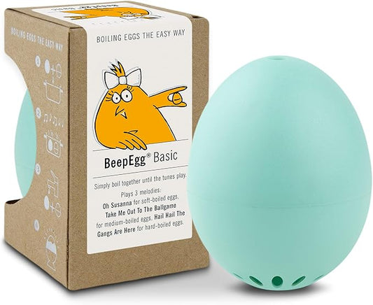 BeepEgg Basic Turquoise – Egg Timer for Boiling Eggs – Musical Egg Cooker for Soft, Medium, Hard Eggs – Food Safe – Singing Floating Egg Timer – Egg Cooker for 3 Levels of Doneness - Brainstream