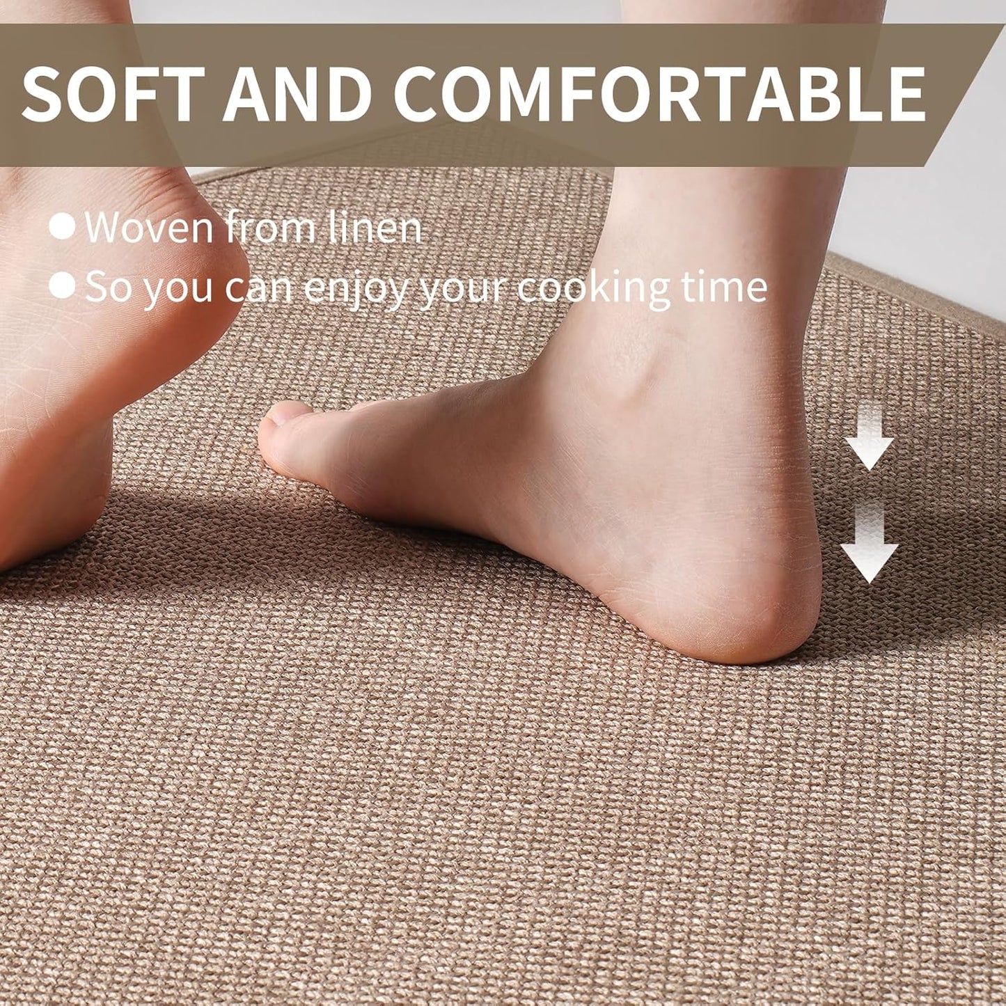 Kitchen Mat Set of 2 PCS, Cushioned Non Slip Rugs for Kitchen Floor, Absorbent Runner Comfort Standing Mats Washable for Kitchen,Floor，Office, Home （Brown 17x30+17x59）