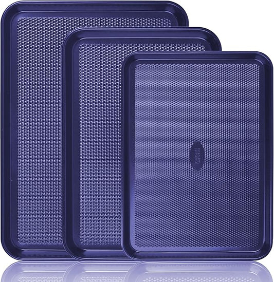 Baker's Secret Non Stick Baking Sheets, Set of 3 Cookie Sheets for Oven, Diamond Texture Premium Air Flow, Extra Thick 0.6mm, PFOA PFOS PTFE and PFAS Free Bakeware, 3 Sizes
